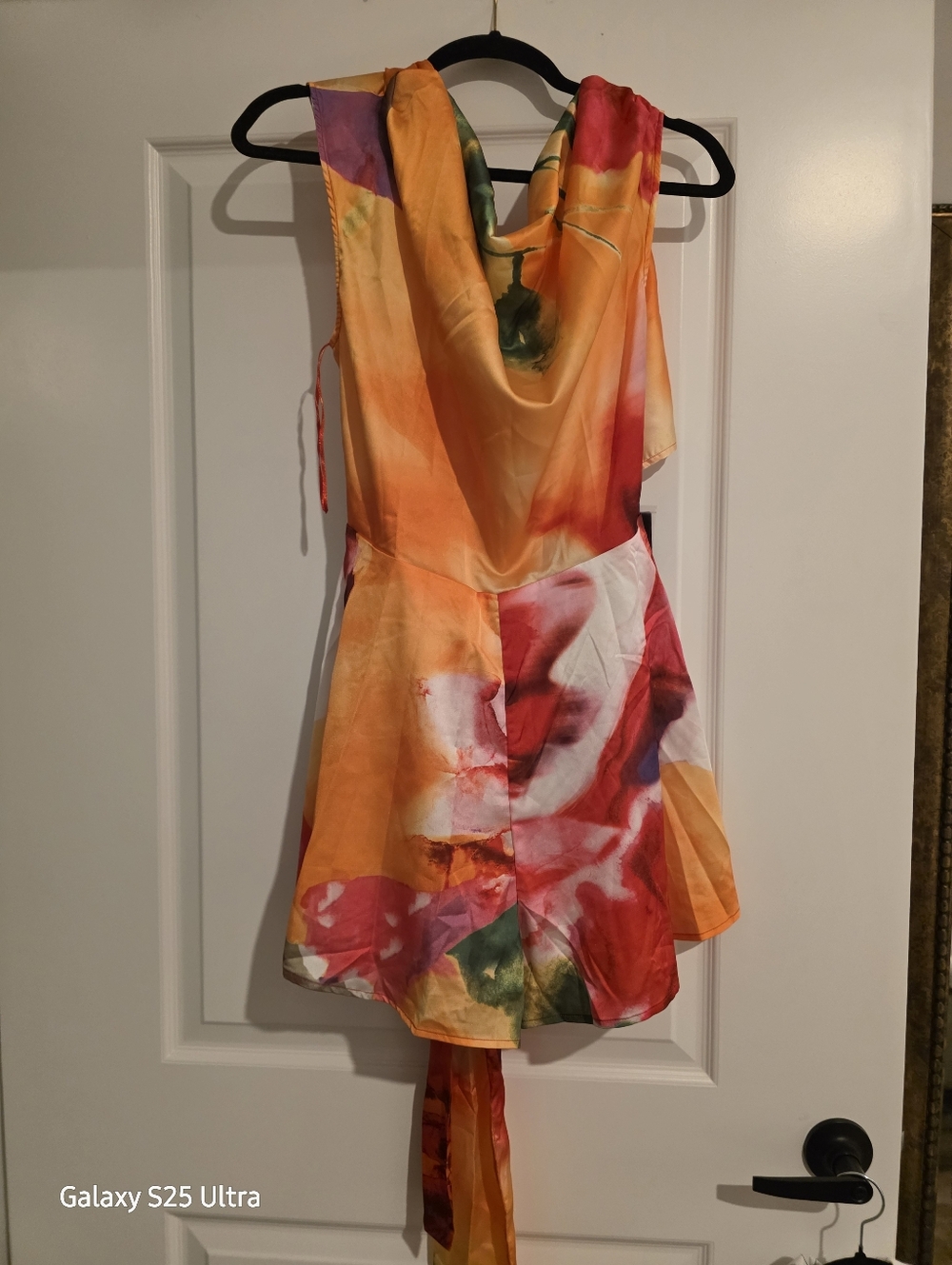 Vibrant Watercolor One-Shoulder Tie-Waist Romper